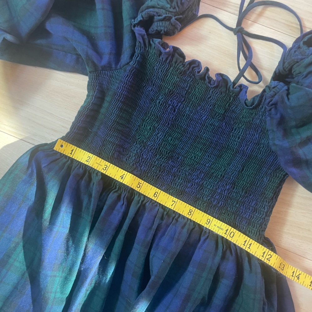 Hill House Home Long Sleeved Nap Dress - navy and green plaid - Picture 6 of 10